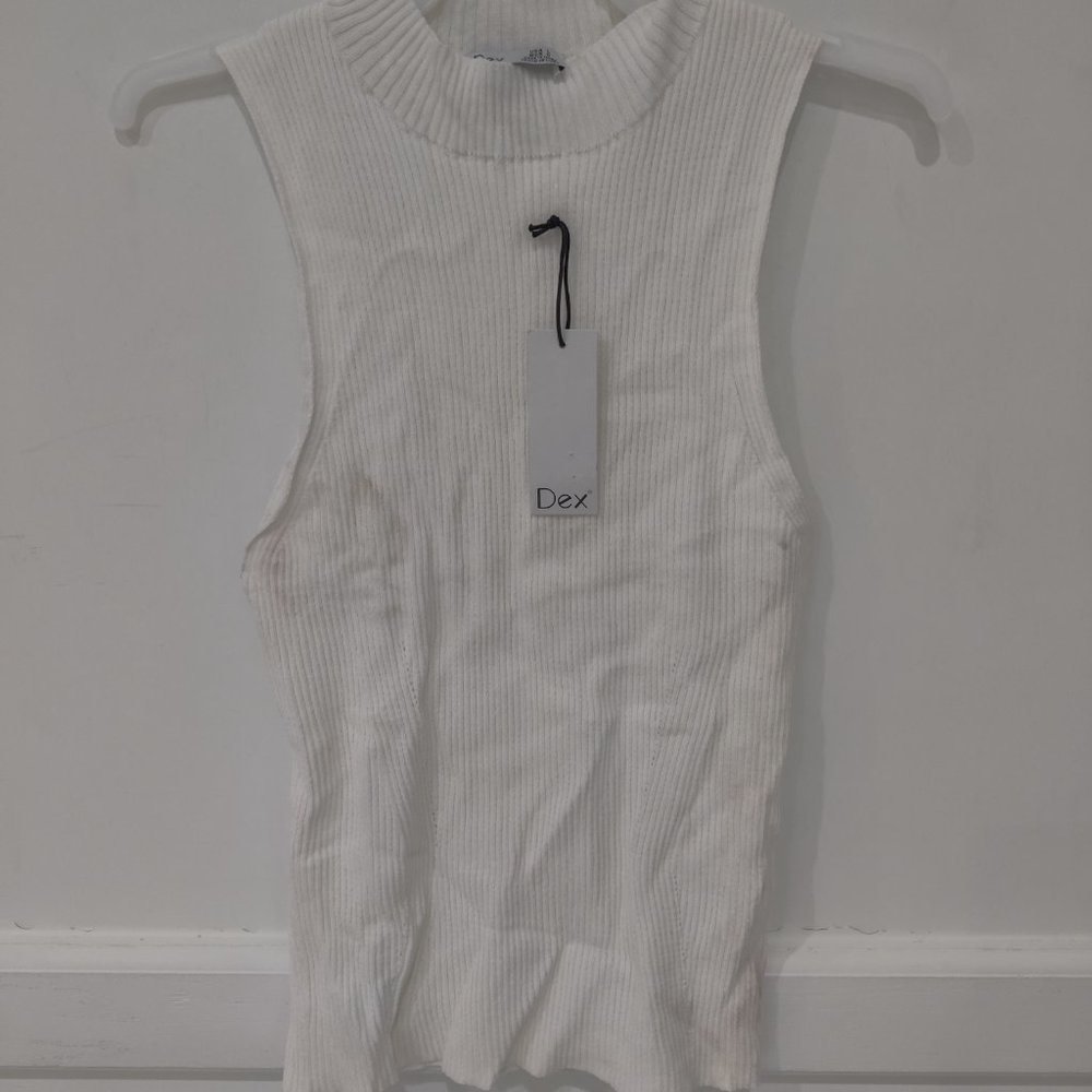 SOILED Dex Clothing Women's Ribbed Knit Tank Top White Size L $60 2A043